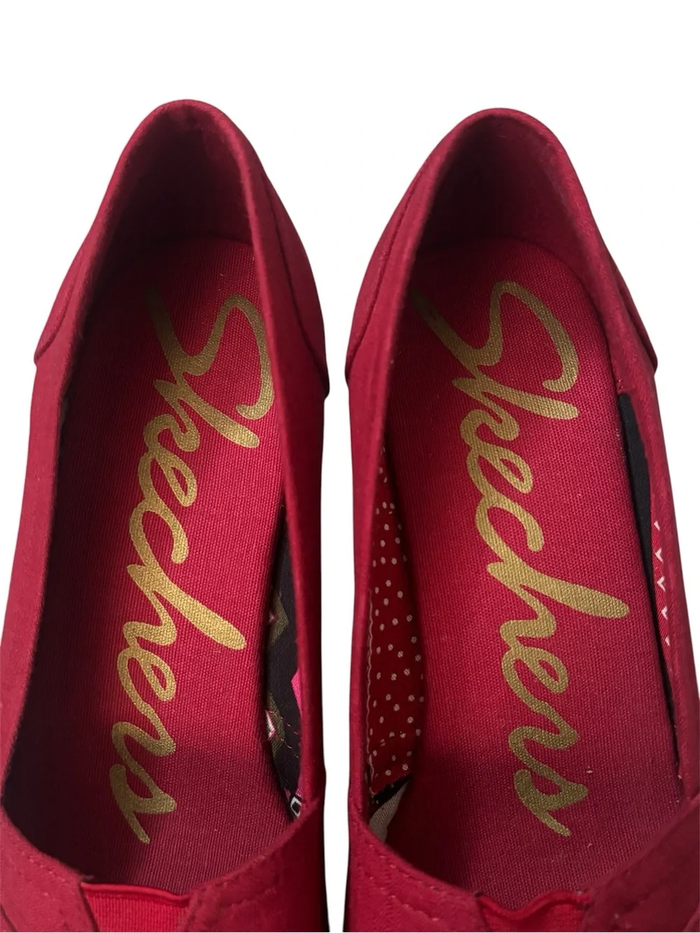 Skechers Red Cali Club Wedge Pump Peep Toe Espadrille Sz 8 Summer Crimson Heel